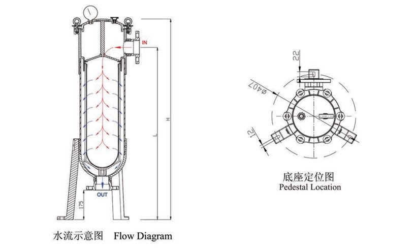 Drawing for PVC bag filter housing